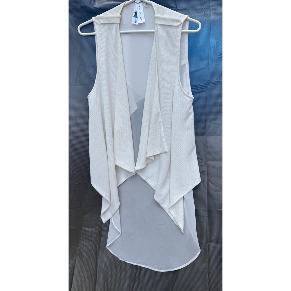 Women Chiffon Waistcoat Vest Gilet Tank Tops Asymmetric Irregular Open Size S - Picture 1 of 11